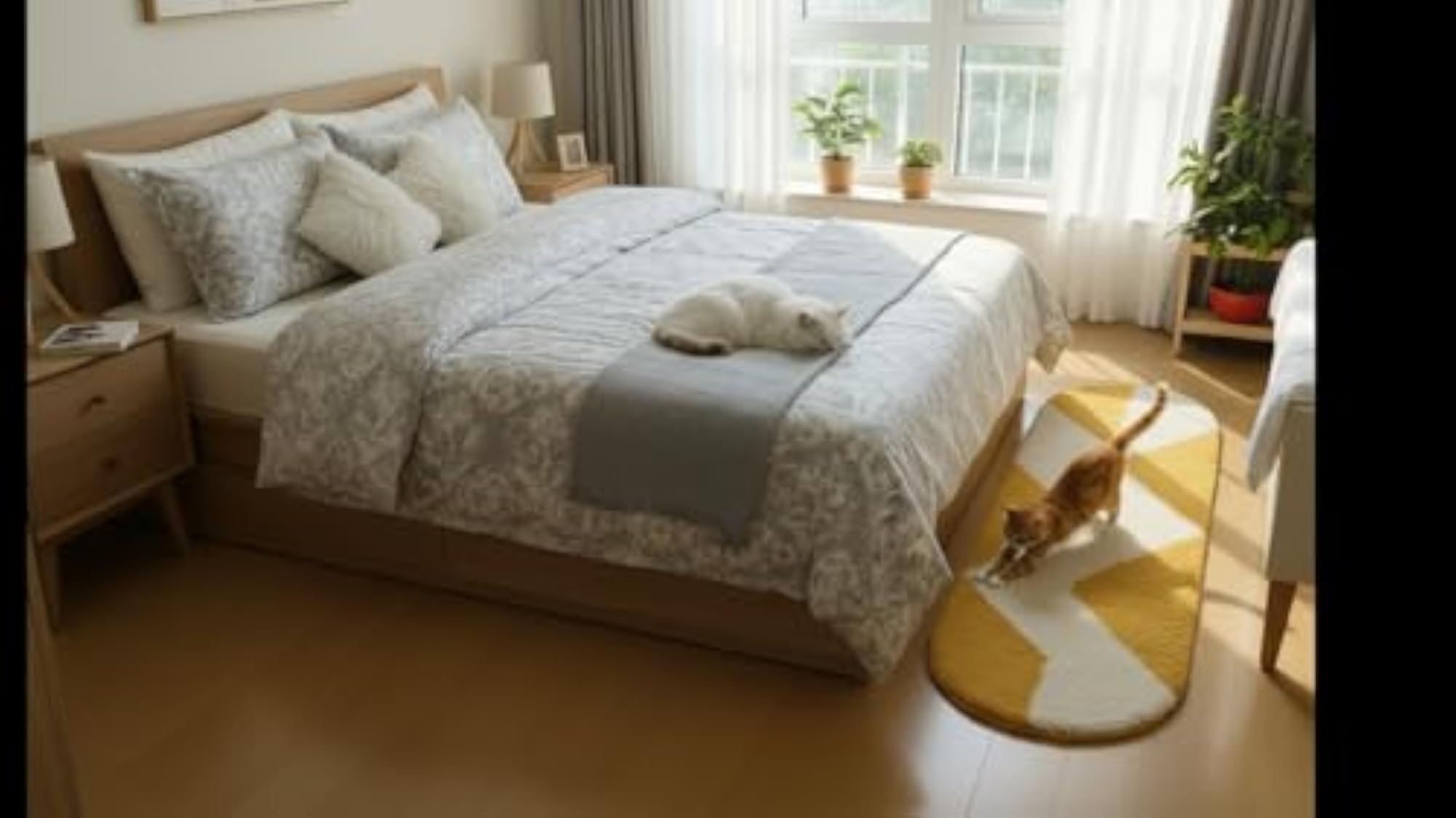 Contemporary Plush Soft Runner Rug, Yellow and Ivory